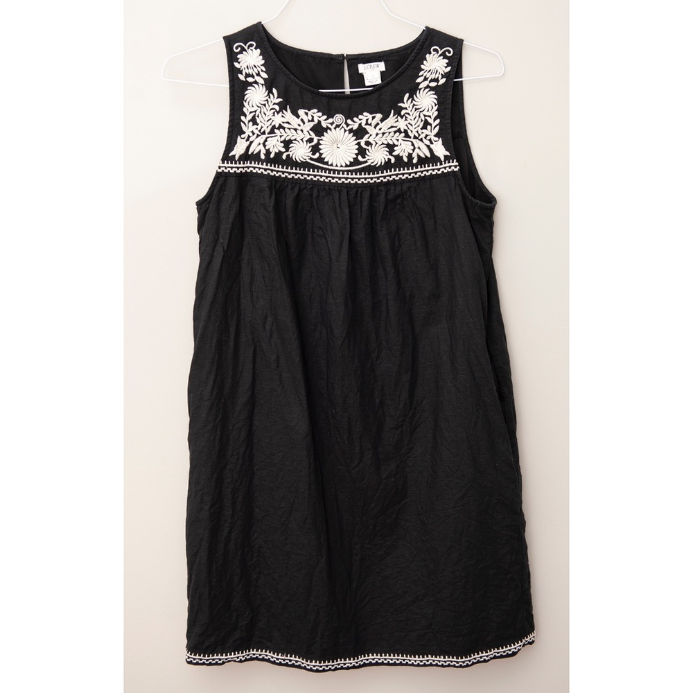 J. Crew linen embroidered sleeveless shift dress size S